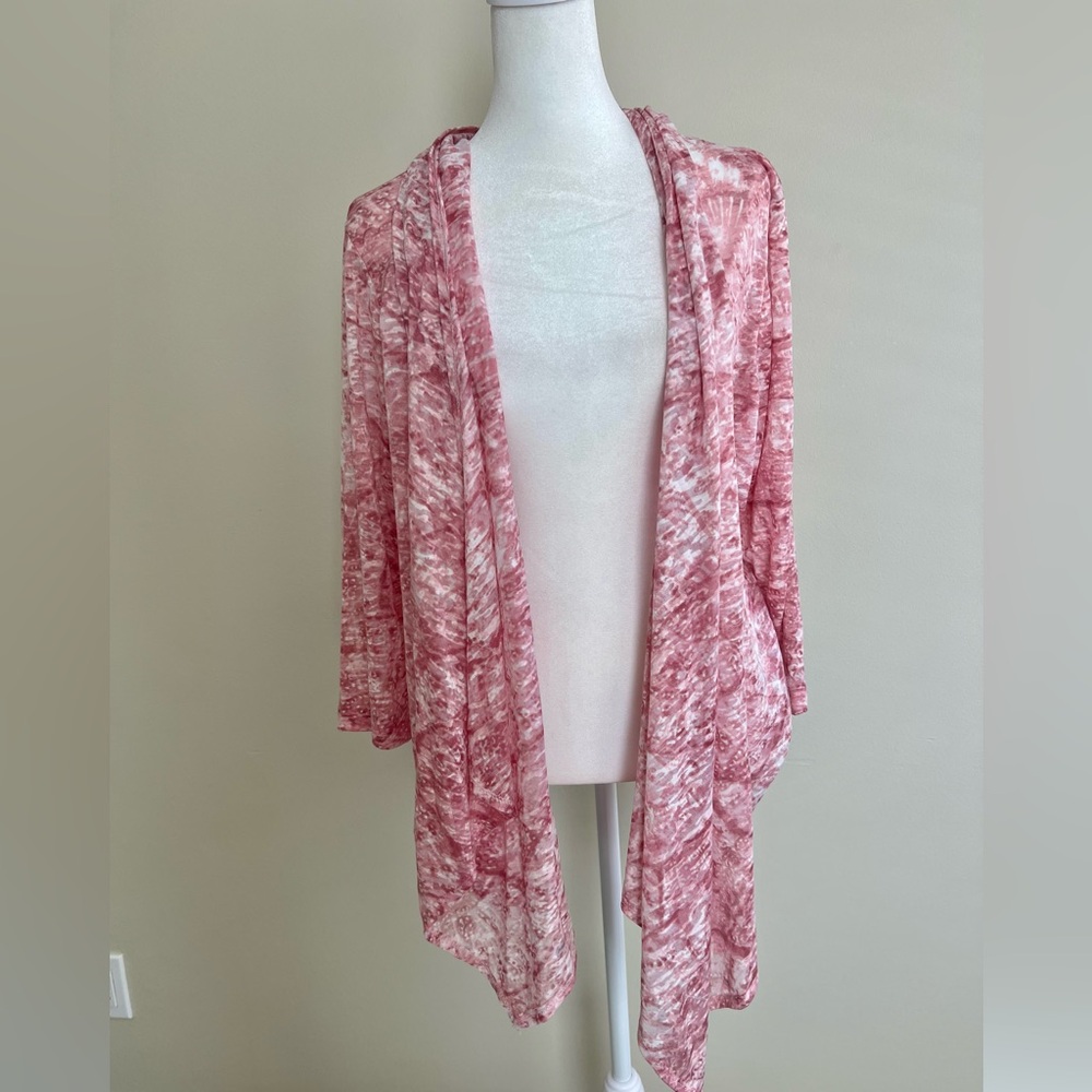 Fairycore Coastal Pink Boho Lightweight Open Front Waterfall Cardigan XL